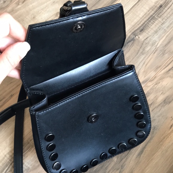 Lionel Black Leather Look Braided and Studded Cross Body Purse with Tassels - Picture 6 of 8